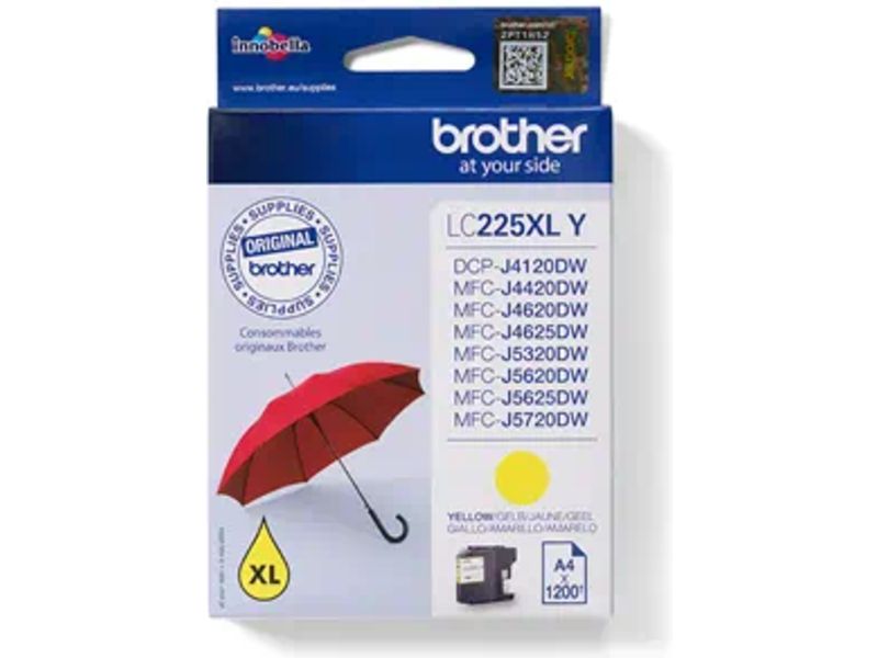 Brother LC-225XLY Ink Cartridge - Yellow - Inkjet - 1200 Page