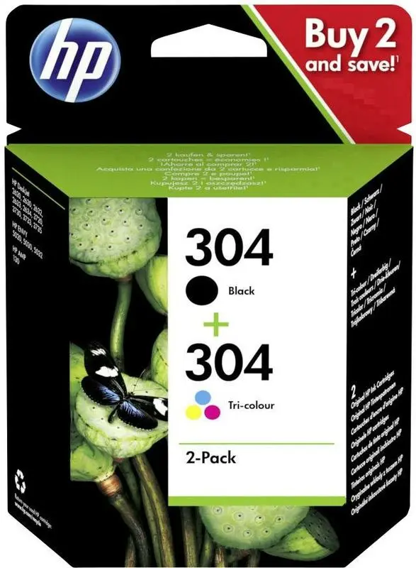 HP 304 (3JB05AE) - Noir + 3 couleurs - Cartouche d'encre - Multipack