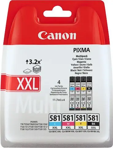 Canon CLI-581XXL C/M/Y/BK - 4 couleurs - Très grande capacité - Multipack