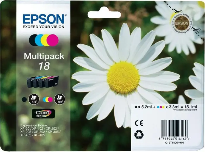 Epson 18 (C13T18064010) - 4 couleurs - Multipack