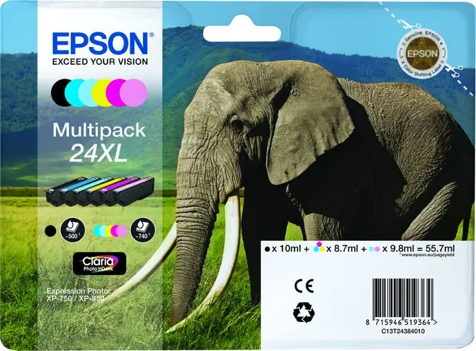 Epson 24XL (C13T24384012) - 6 couleurs - Grande capacité - Multipack