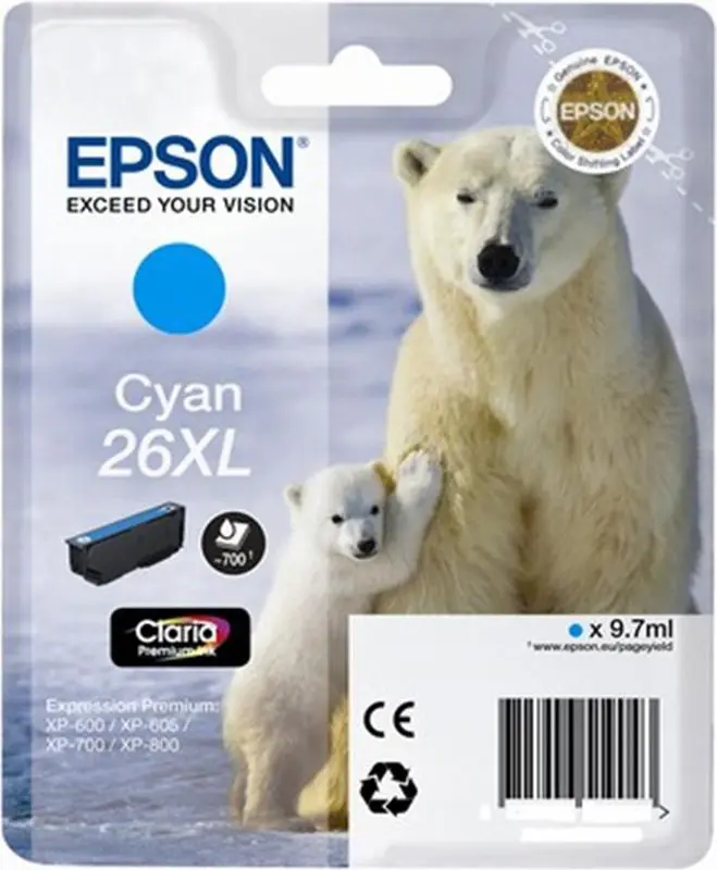 Epson 26XL (C13T26324012) - Cyan - Grande capacité