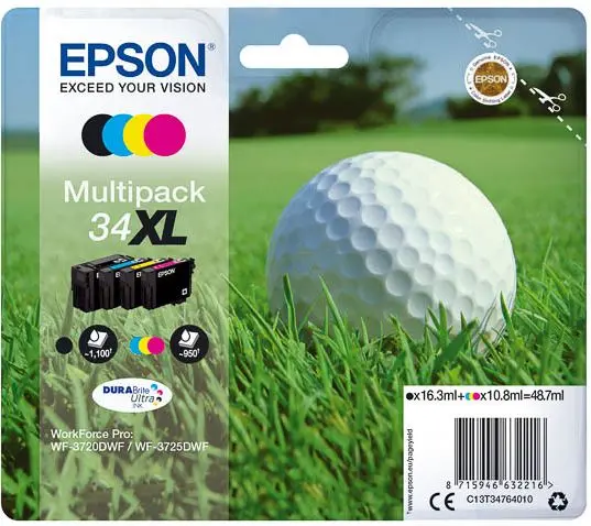 Epson 34XL (C13T34764010) - 4 couleurs - Grande capacité - Multipack