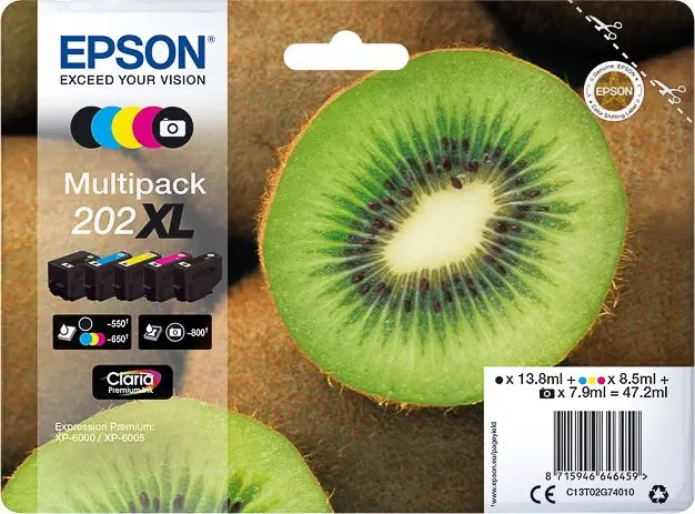 Epson 202XL (C13T02G74010) - 5 couleurs - Grande capacité - Multipack