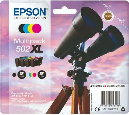 Epson 502XL (C13T02W64010) - 4 couleurs - Grande capacité - Multipack