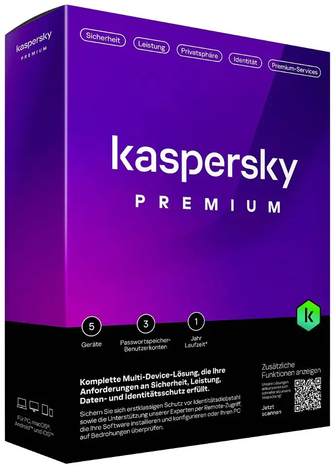 Kaspersky Total Security Premium 2024 | 1 appareil | 1 an | PC/Mac/Android/iOS | Téléchargement