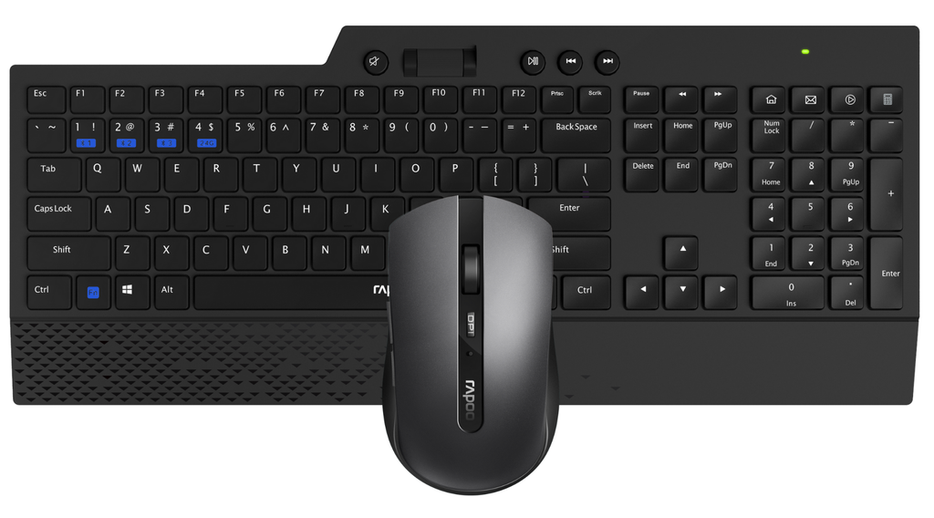 Rapoo clavier et souris 1600 DPI sans fil multi-mode 8200T, noir