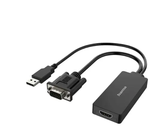 Hama Adaptateur vidéo, fiche VGA + USB - f. femelle HDMI, Full-HD 1080p