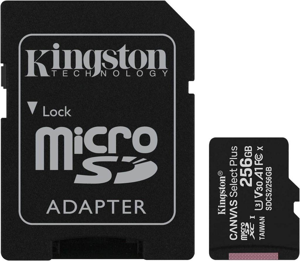 Kingston Canvas Select Plus Carte MIcro SD SDCS2/256GB Class 10 + Adaptateur inclus 