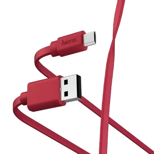 Hama Câble de charge/données "Flat", USB-A - micro USB, 1 m, rouge