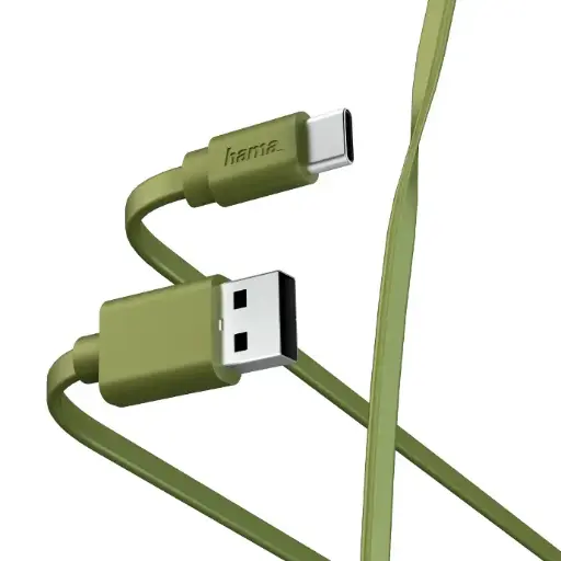 Hama Câble de charge/données "Flat", USB-A - USB-C, 1 m, vert
