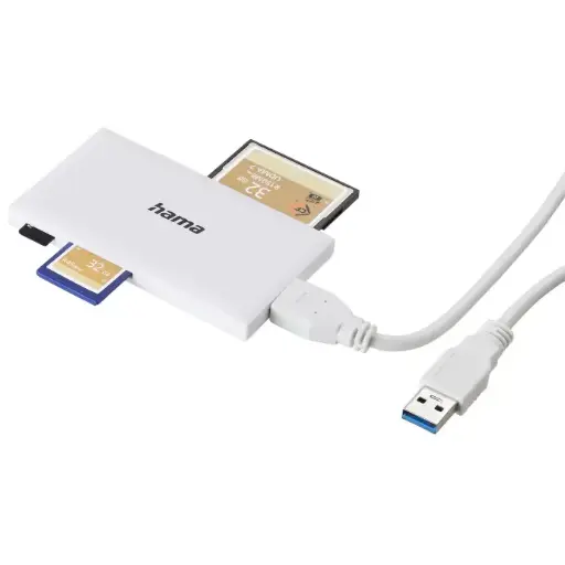 Hama Lecteur multicartes USB 3.0, SD/microSD/CF/MS, blanc