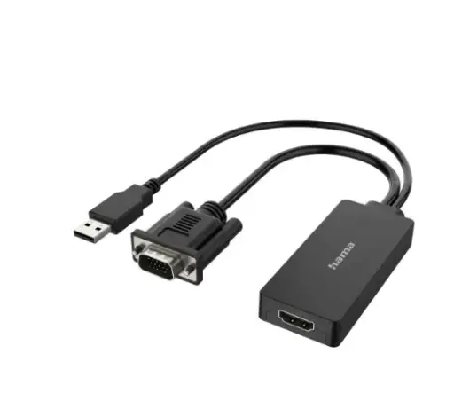 [00200342] Hama Adaptateur vidéo, fiche VGA + USB - f. femelle HDMI, Full-HD 1080p