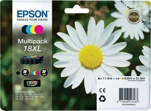 Epson 18XL (C13T18164012) - 4 couleurs - Grande capacité - Multipack