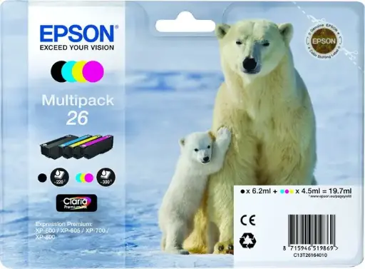 Epson 26 (C13T26164012) - 4 couleurs - Multipack