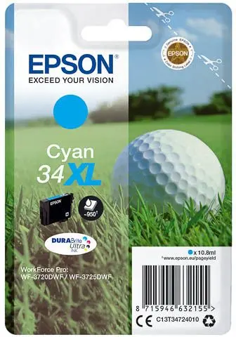 Epson 34XL (C13T34724010) - Cyan - Grande capacité